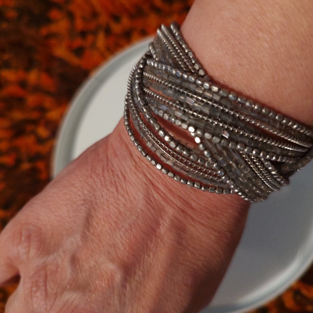 Silver beaded bracelet